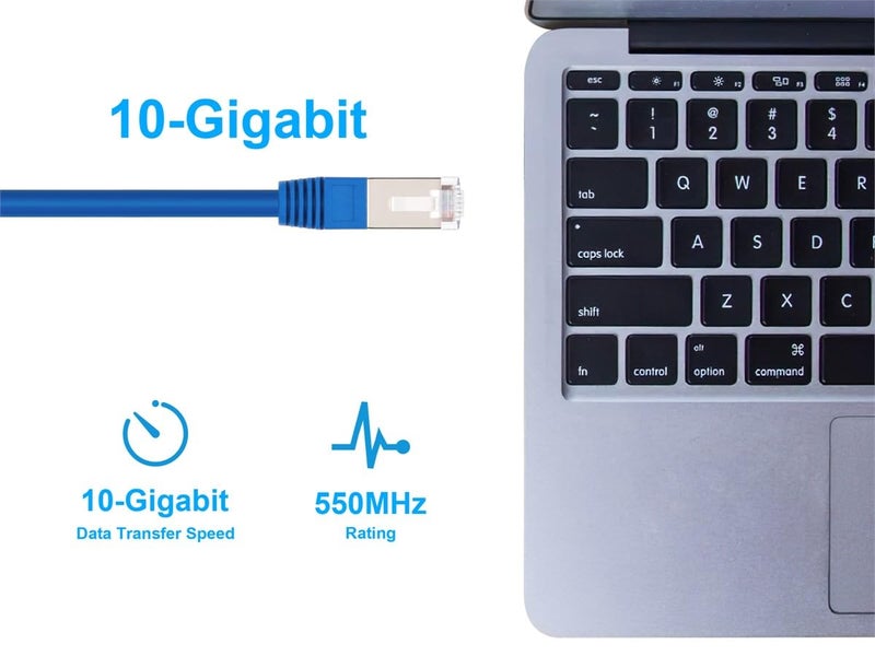 Monoprice Cat6A 3ft Blue Patch Cable Double Shielded (S/FTP) 26AWG 10G Pure Bare Copper Molded RJ45 Entegrade Series Ethernet Cable - Image 5